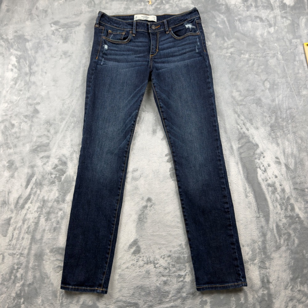 Abercrombie & Fitch The A&F Skinny Jeans Dark Wash Distressed 4S W27 L31